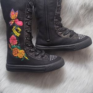 Little Girls Black Canvas Tennis Shoes ~ BNIB